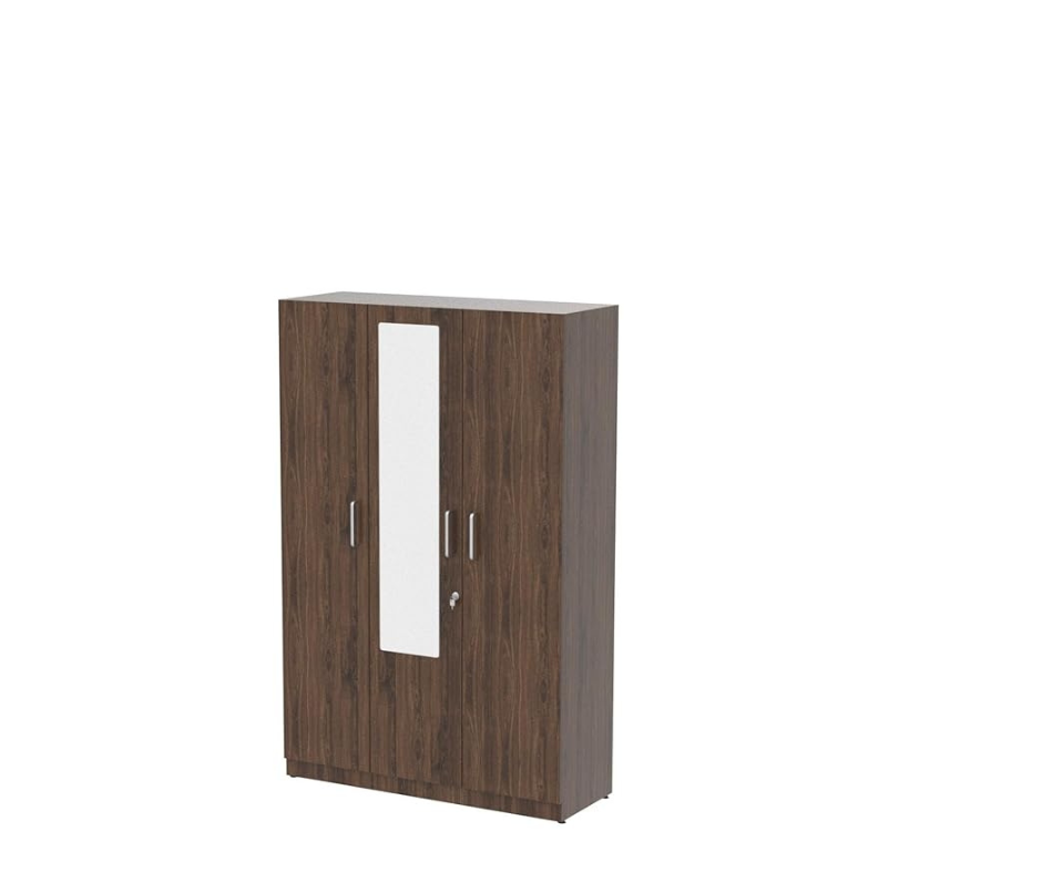 Wood Almirah, Cupboard for Clothes Storage | 3 Door with mirror