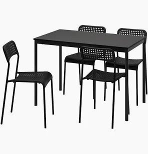 4 seater dining rectangle black table with chairs
