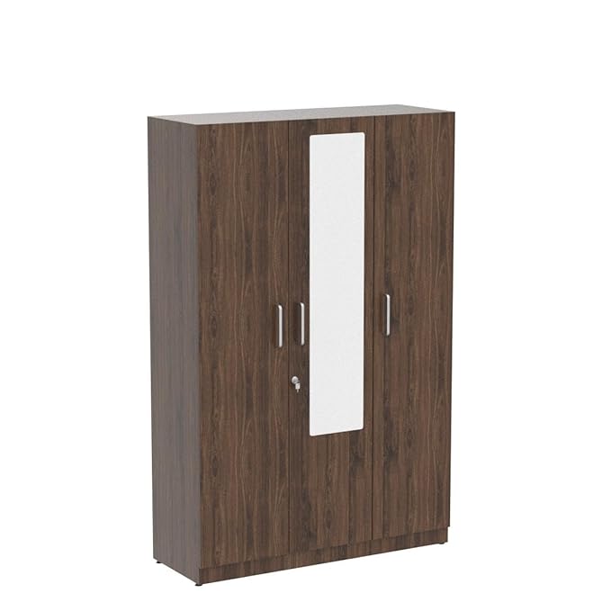 Wood Almirah, Cupboard for Clothes Storage | 3 Door with mirror